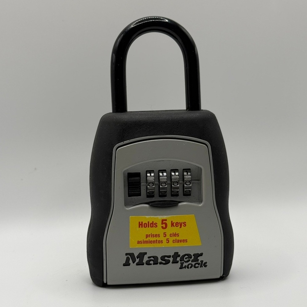 Master Lock 5400D Portable Key Safe Lock Box 4 Digit Combination Black Gray